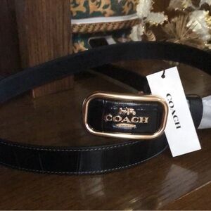 Coach Black and Gold Leather Belt NWT XL